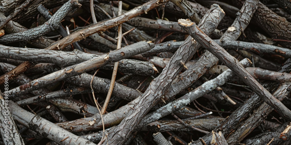 A pile of various branches, twigs, and logs commonly used for firewood or as a natural resource. A pile of various branches, twigs, and logs commonly used for firewood or as a natural resource.