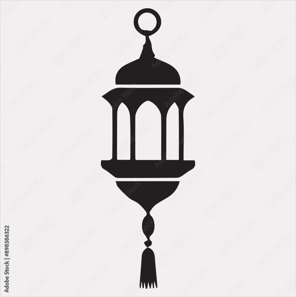 Ramadan lanterns silhouette simple and clean flat line art lamp on white background Ramadan lanterns silhouette simple and clean flat line art lamp on white background