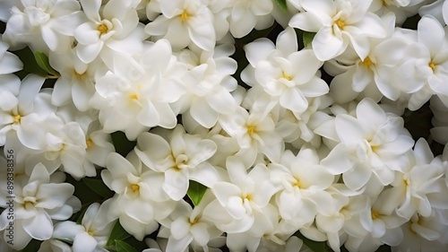 Group white Jasmine flower top view texture background.