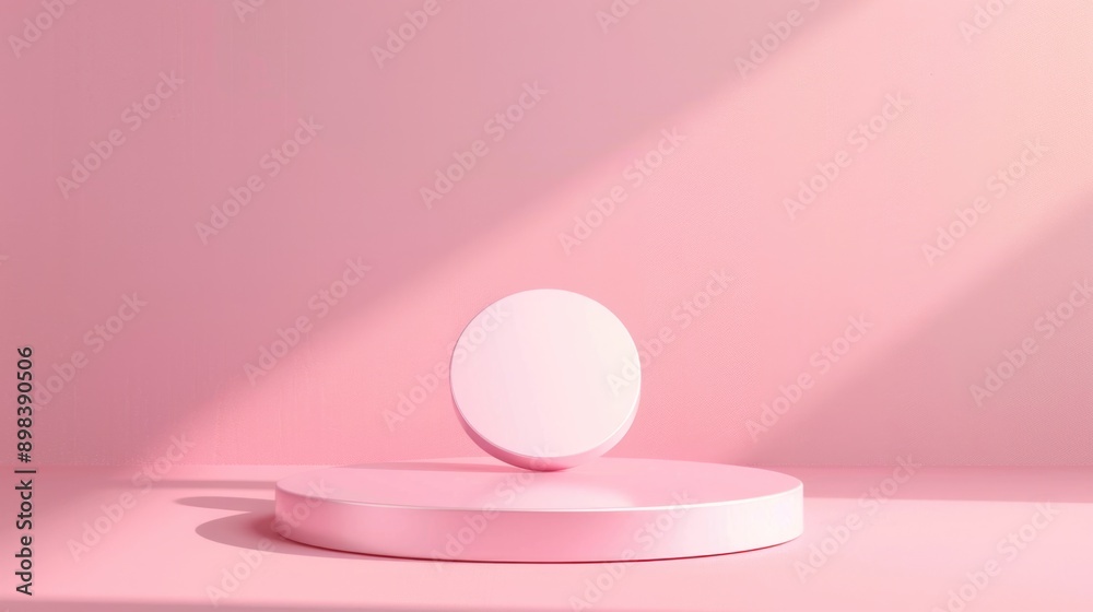 pink background with minimalistic round podium for product presentation pink background with minimalistic round podium for product presentation