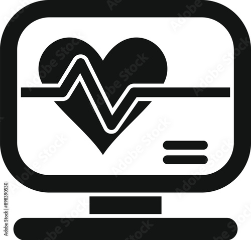 Computer is displaying a heartbeat, representing the monitoring of vital signs in a healthcare setting