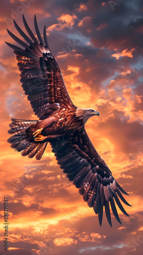 Majestic Eagle Soaring Against Radiant Sunrise - Symbol of Power, Independence, and Vision