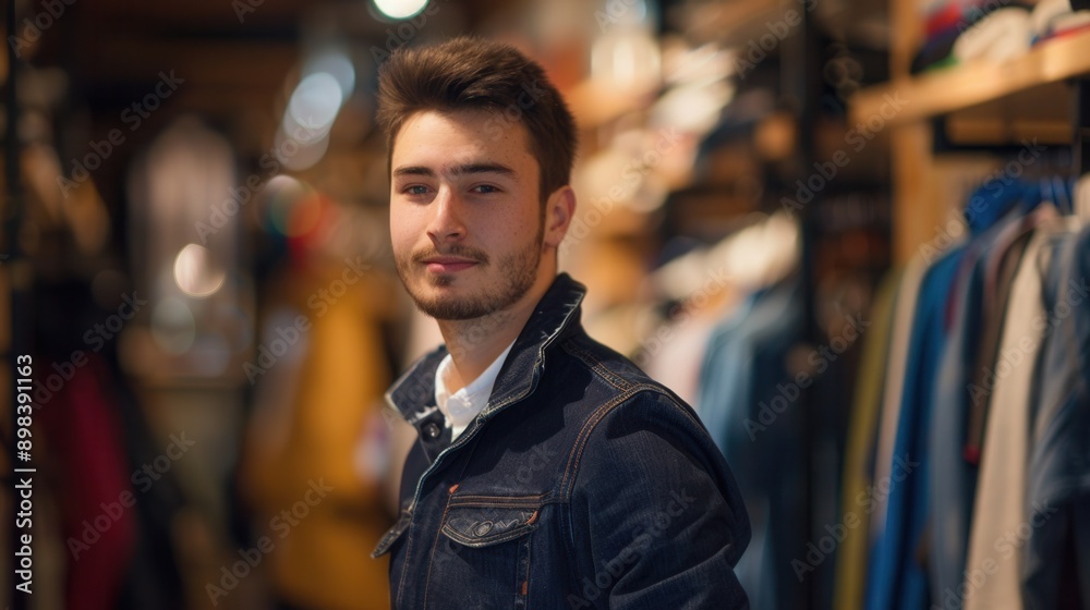 Portrait of a smiling male shopping assistant in store Portrait of a smiling male shopping assistant in store