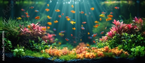 Vibrant Aquarium with Colorful Fish and Lush Plants
