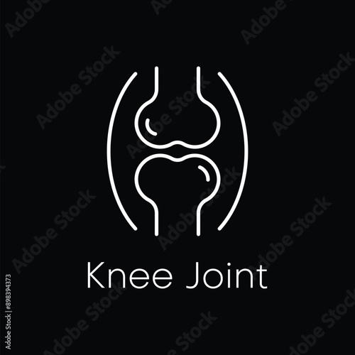 Human knee bone joint line icon. Anatomy leg skeleton linear pictogram. arthritis, osteoporosis illness of bone joint outline icon. Orthopedic health.