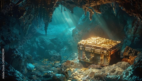 A Treasure Chest Filled With Gold Coins Discovered Inside an Underwater Cave