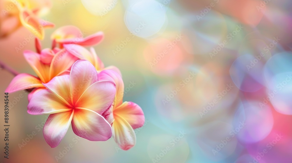 Blurred frangipani flower with soft focus in a sweet color for backdrop Blurred frangipani flower with soft focus in a sweet color for backdrop