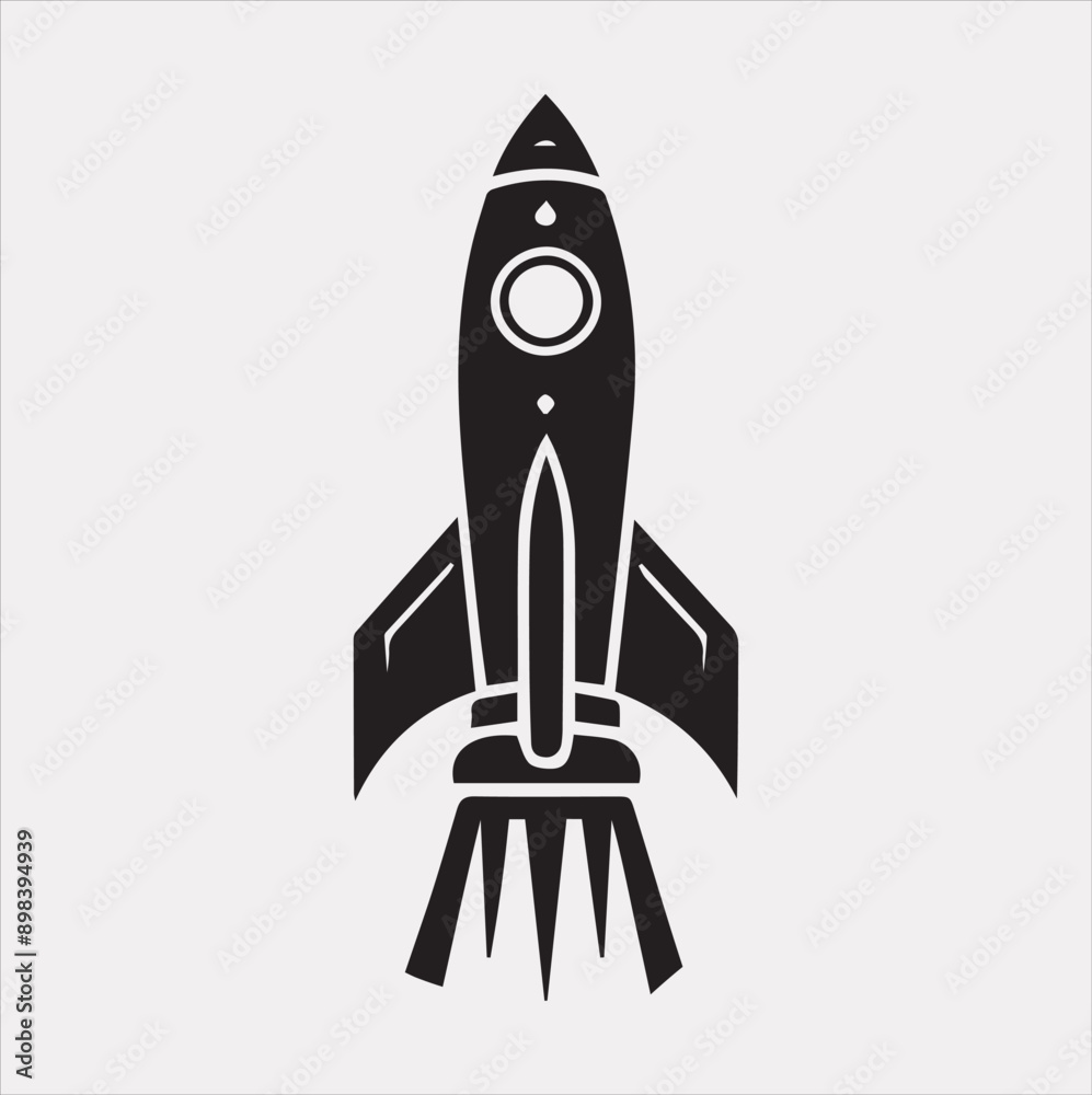 rocket vector silhouette on a white background rocket vector silhouette on a white background