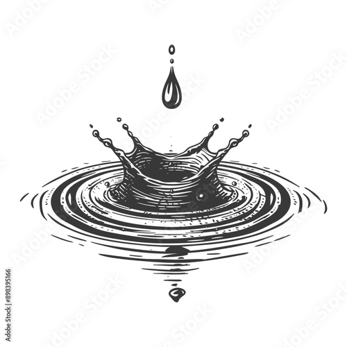A Water Drop Creates Ripples and a Splash in a Still Body of Water