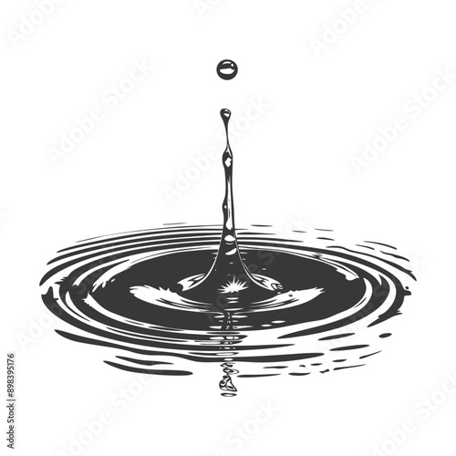 A Single Water Drop Falling into Still Water Creating Ripples