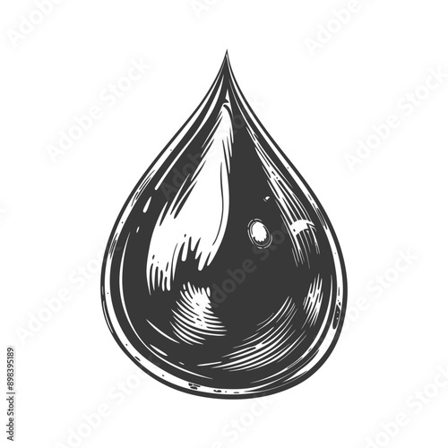 Hand Drawn Sketch of a Single Water Drop