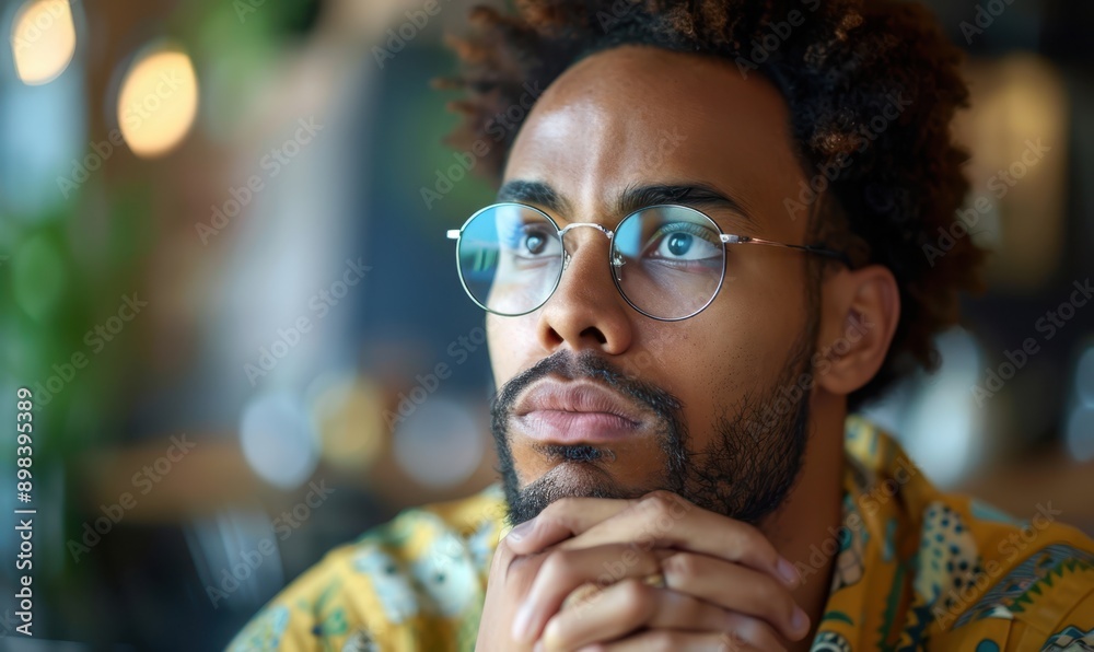 Pensive man in glasses distracted from computer work look in distance thinking or pondering, thoughtful biracial male lost in thoughts make plans visualizing, business vision concept Pensive man in glasses distracted from computer work look in distance thinking or pondering, thoughtful biracial male lost in thoughts make plans visualizing, business vision concept