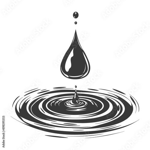 Single Drop of Liquid Creating Ripples in Water