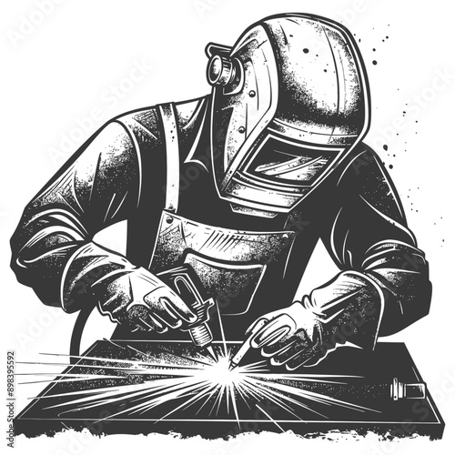 Welder in Protective Gear Welding Metal
