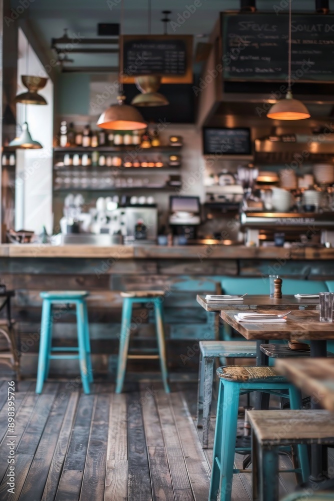Restaurant cafe interior with tables and chairs, shallow depth of field Restaurant cafe interior with tables and chairs, shallow depth of field