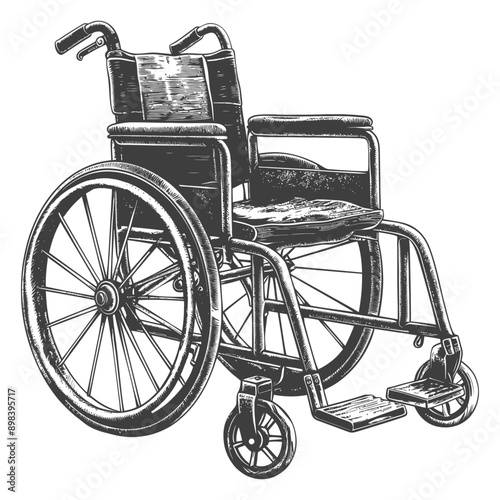 Black and White Hand Drawn Sketch of a Wheelchair