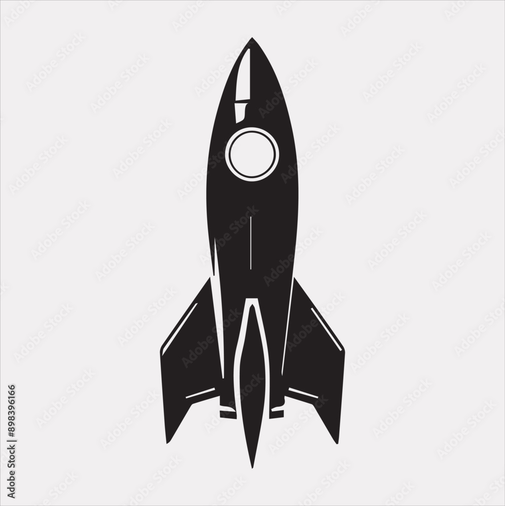 rocket vector silhouette on a white background rocket vector silhouette on a white background