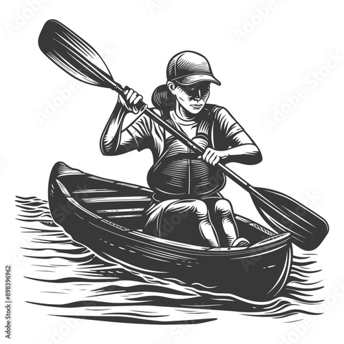 A Person Paddling a Canoe in Wavy Water