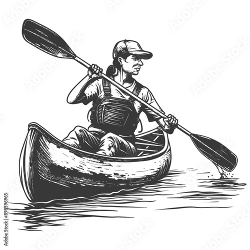 A Person Paddling A Canoe In The Water