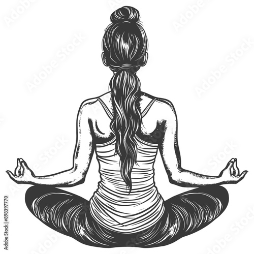 Woman Sitting in a Yoga Position with Hands in Meditation Mudra