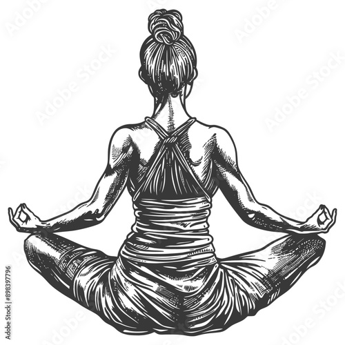 A Hand Drawn Illustration of a Woman in a Yoga Pose