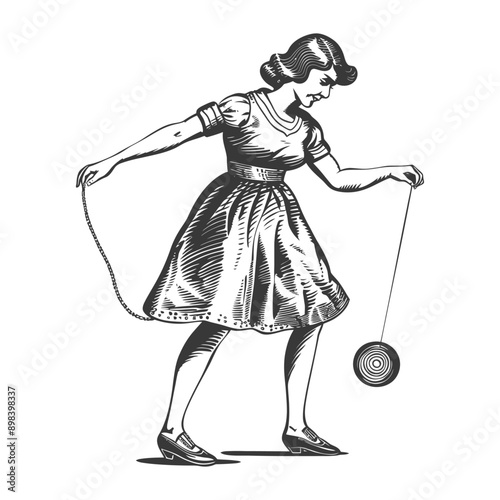 A Woman Playing With a Yo Yo