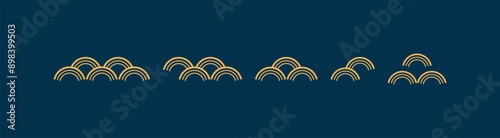 Abstract ocean waves, seigaiha design elements collection, isolated clip art. Hand drawn line art vector illustration. Mid Autumn Festival, Dragon Boat Festival, Lunar New Year traditional holiday set