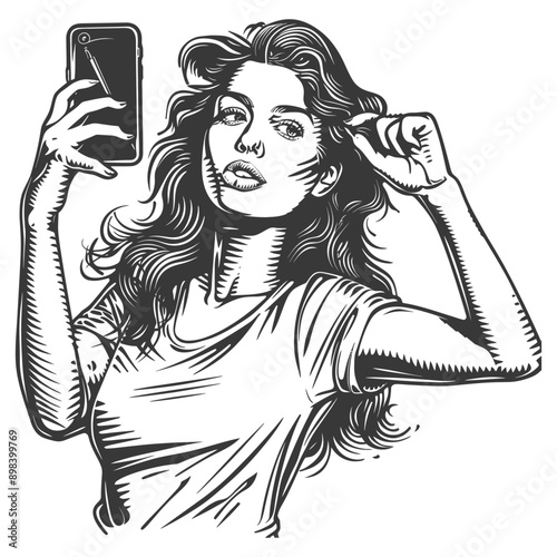 A Woman Taking a Selfie with a Smartphone