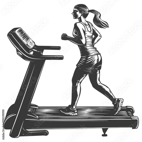 Woman Exercising on a Treadmill