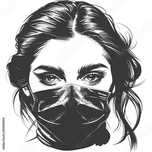 Womans Face Partially Covered by a Mask