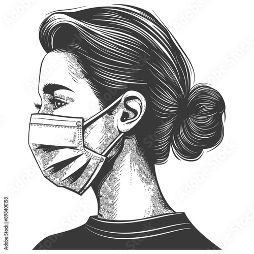 Woman wearing a protective face mask