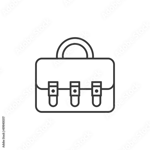 Line drawing of a briefcase with a handle and three clasps