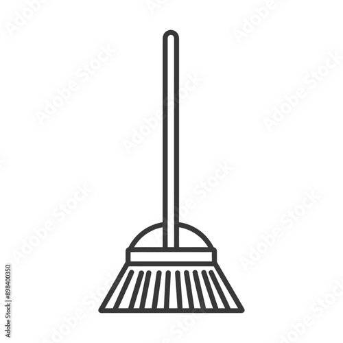 Line Art Illustration of a Broom with a Long Handle