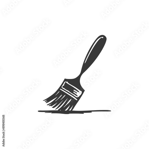 Hand drawn illustration of a paintbrush with bristles