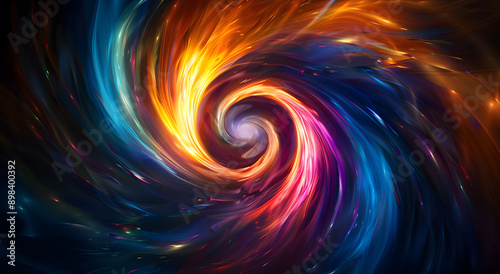 "3D Render: Abstract Background with Colorful Spiral Galaxy"