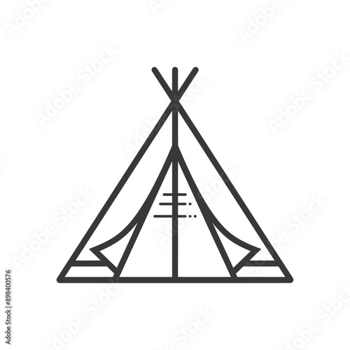 Line drawing of a Native American teepee