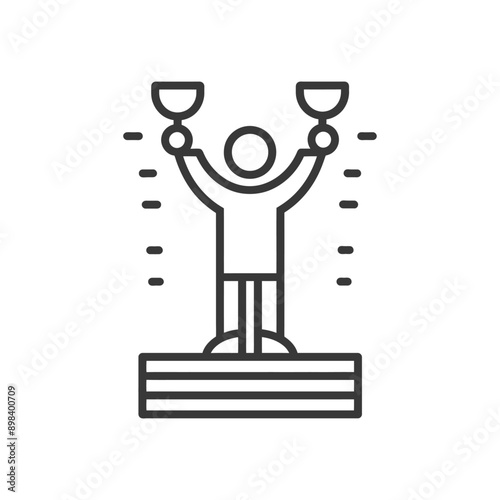 Person Holding Two Trophies on a Podium