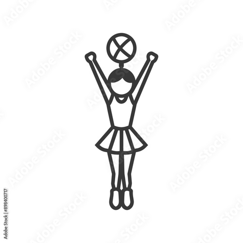 Cheerleader Holding Up A Ball With Arms Raised