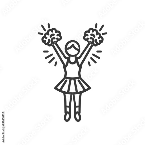 Cheerleader Holding Pom Poms With Arms Raised