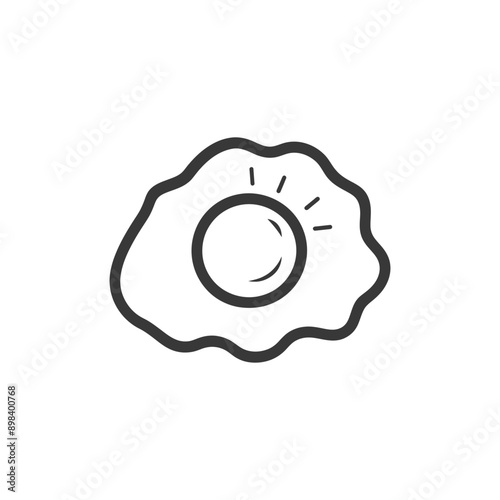 Line drawing of a fried egg with yolk