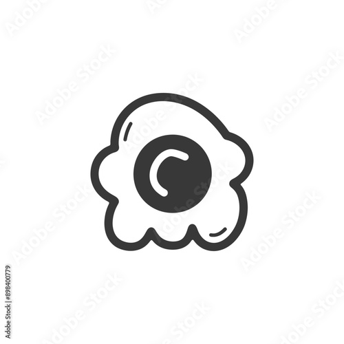 A simple line drawing of a fried egg