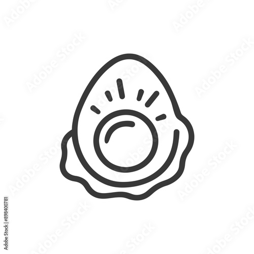 Line drawing of an oyster shell with a pearl inside