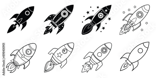 Flat design rocket symbolizing quick business launch into space.