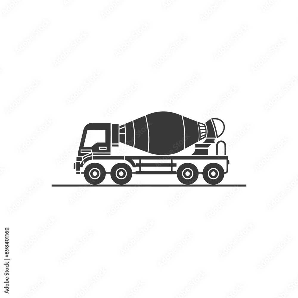 Fototapeta premium Side View of a Concrete Mixer Truck