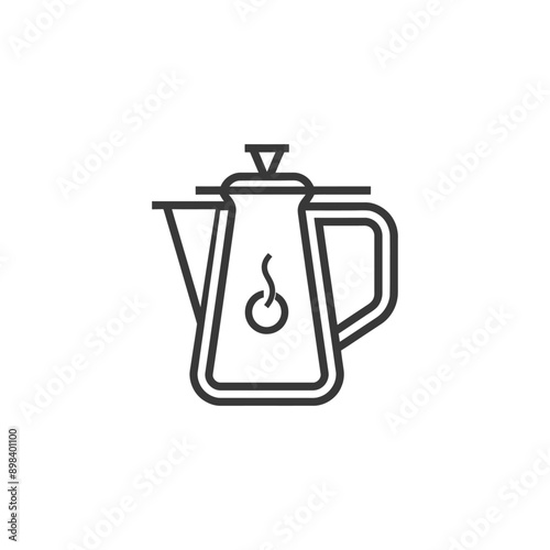 Line art illustration of a coffee pot with steam