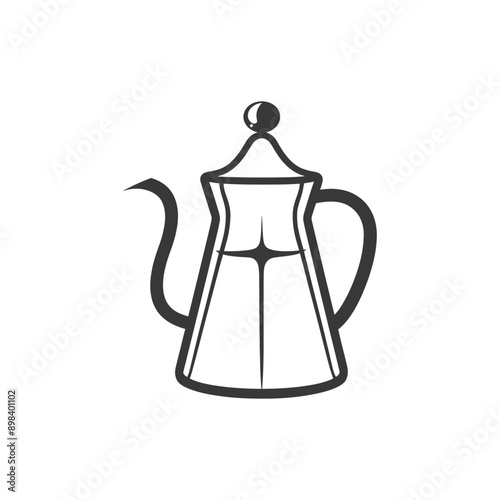 Black and White Line Drawing of a Coffee Pot