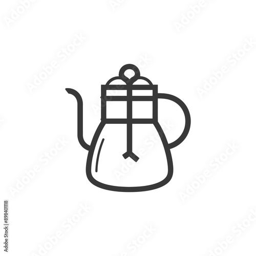 Line Drawing of a Coffee Pot with a Filter