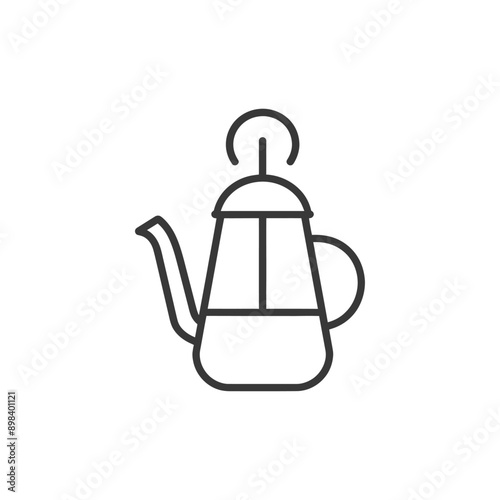 Line art illustration of a french press coffee pot