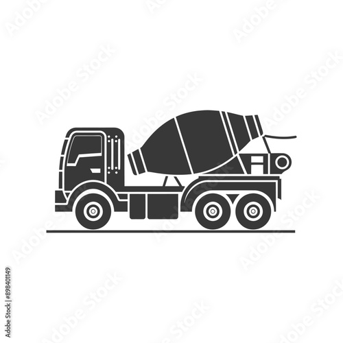 Side View of a Concrete Mixer Truck Silhouette