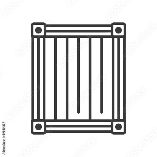 Line Art Illustration of a Cargo Container
